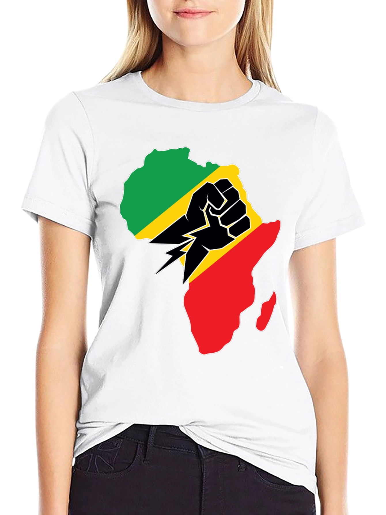Black African Continent Graphic Black T-Shirt view 9