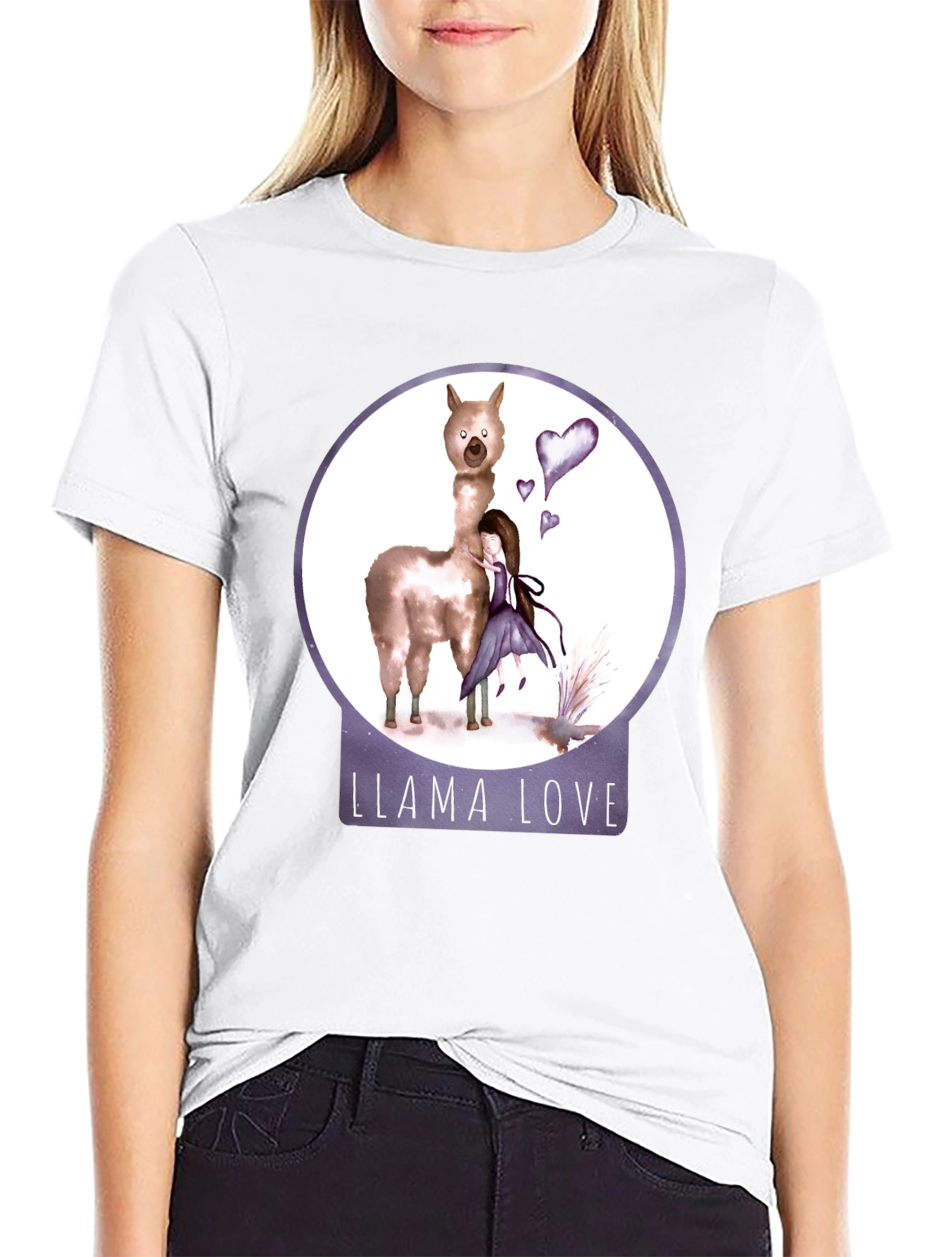 Black Llama Love Graphic T-Shirt, Cute Animal Tee view 9