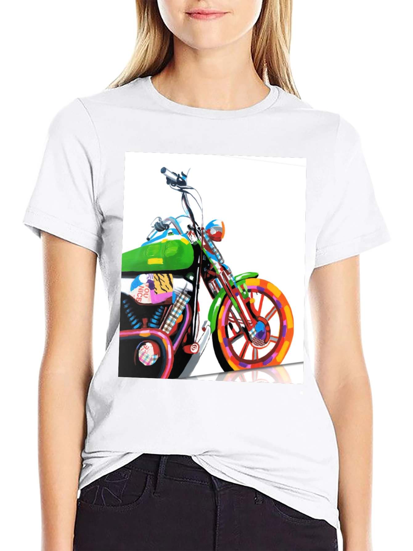 Black Motorcycle Graphic Tee - Artistic Biker T-Shirt view 9