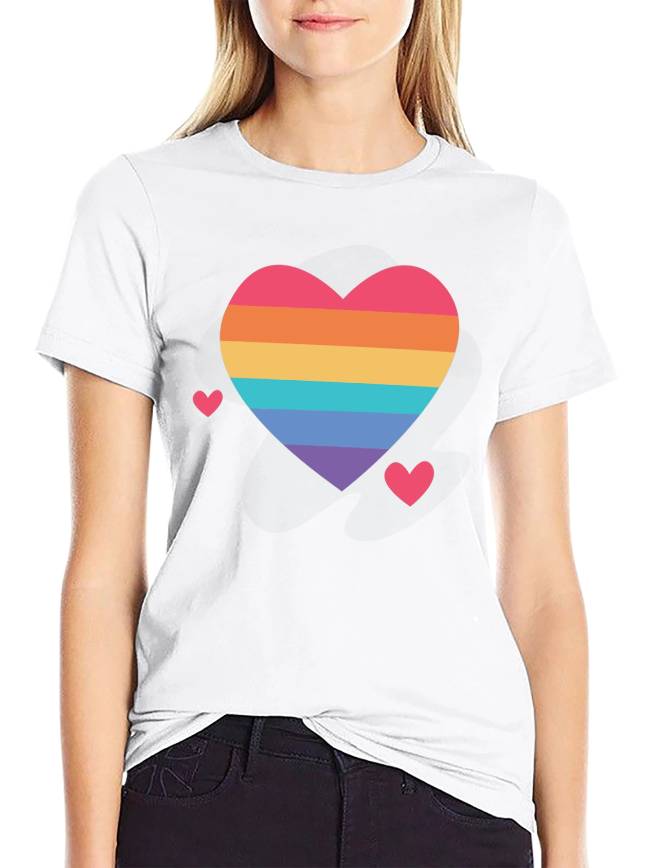 Black Rainbow Heart Pride T-Shirt - Soft Cotton Comfort view 9