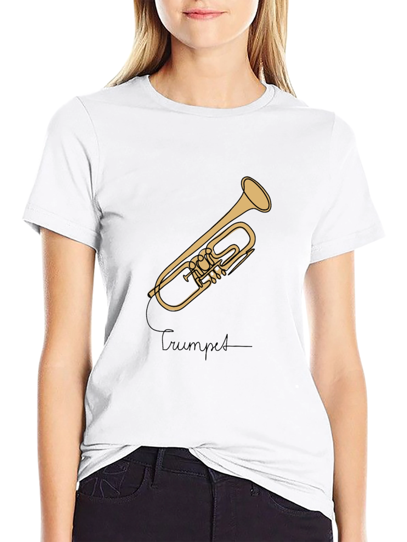 Black Trumpet Graphic Tee - Musician's Style Black T-Shirt view 9