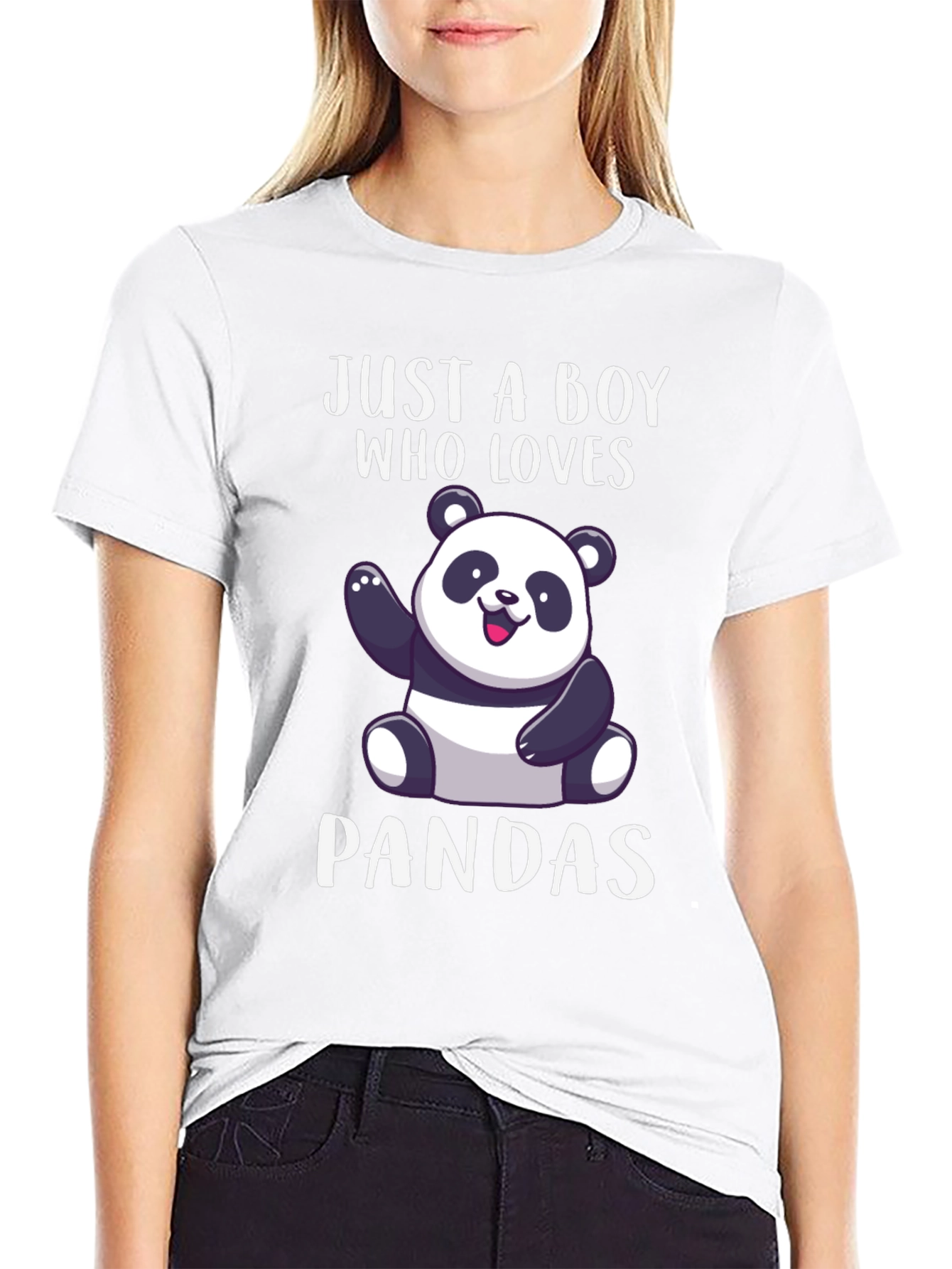 Black Just a Boy Who Loves Pandas T-Shirt view 9