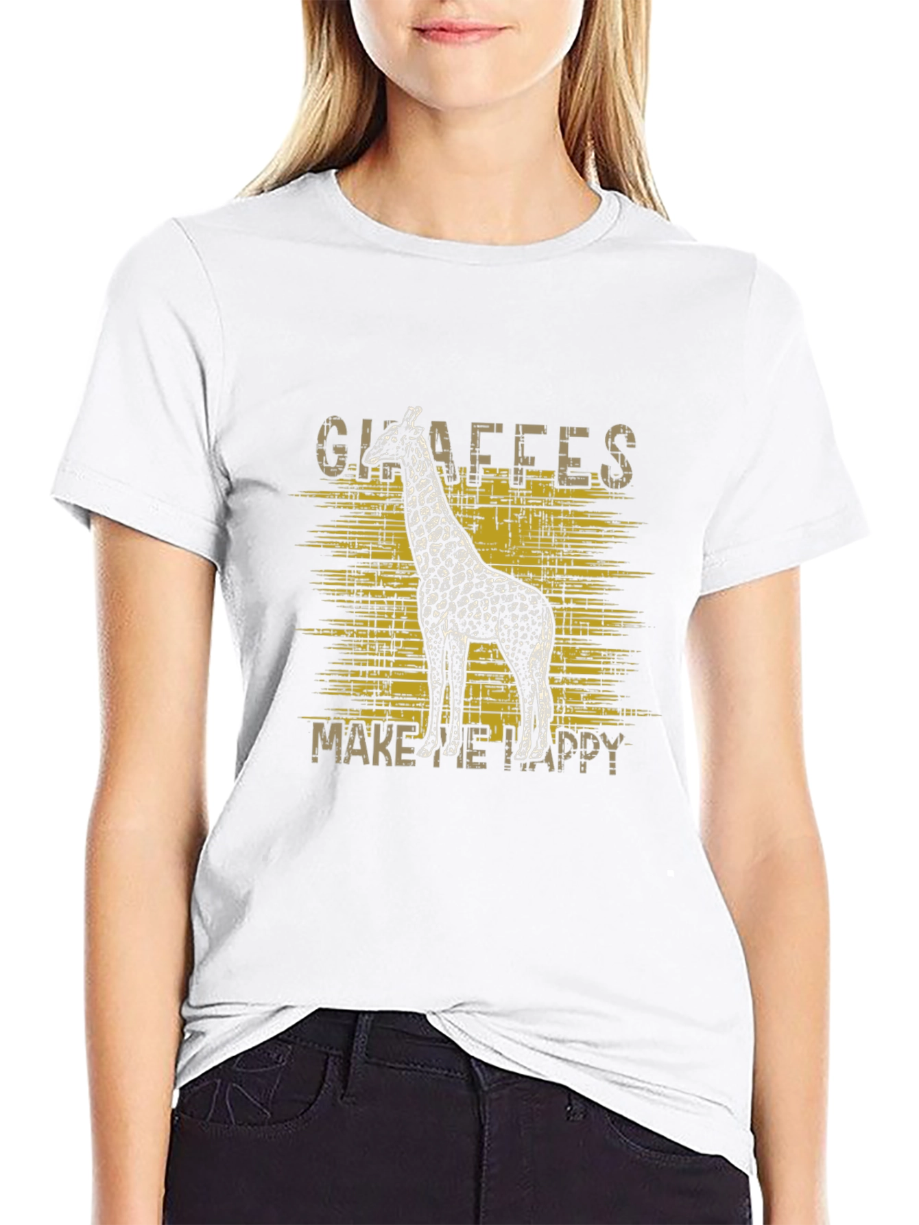 Black Giraffe Graphic Tee - Makes Me Happy - Black T-Shirt view 9