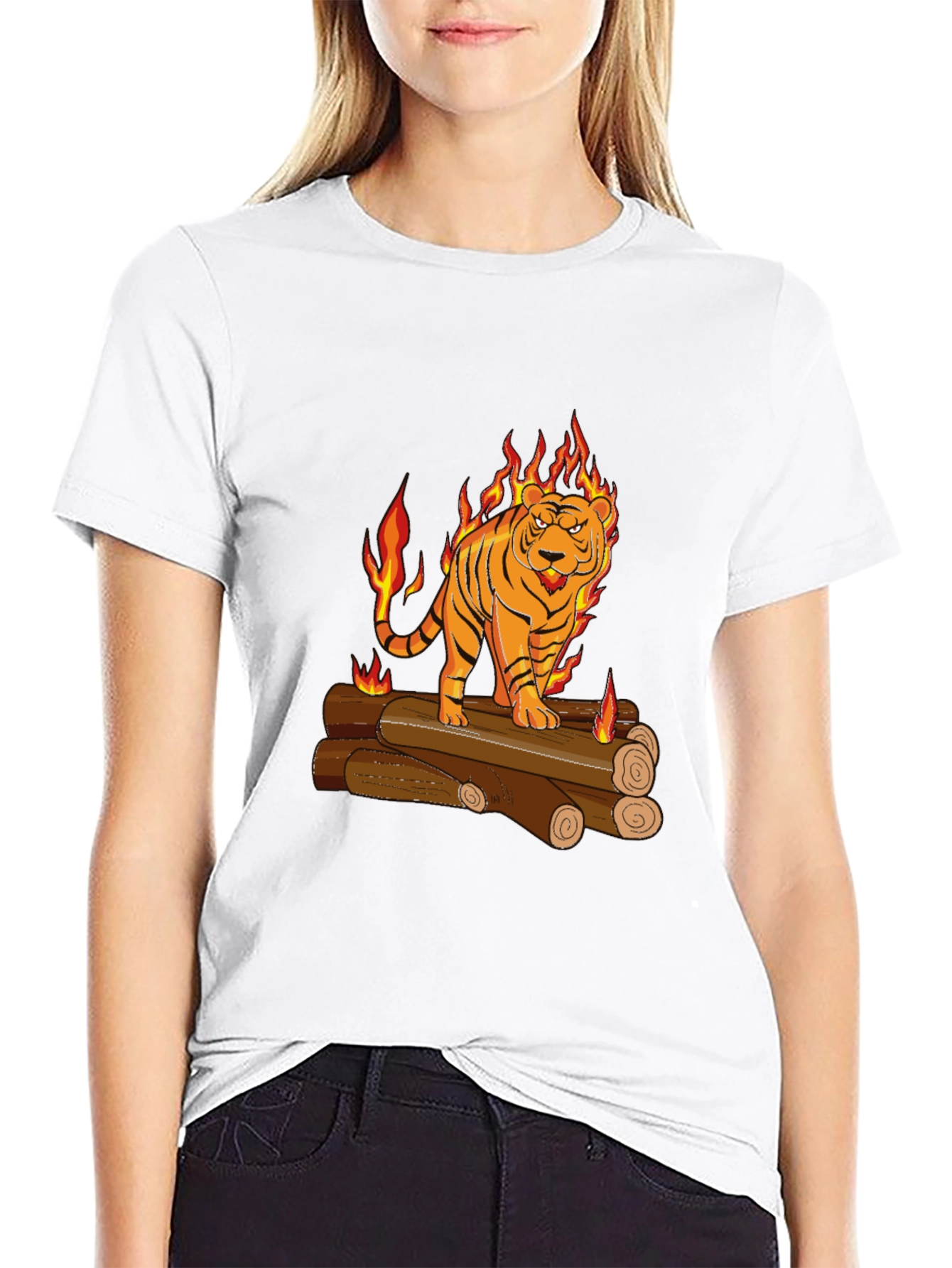 Black Fiery Tiger Graphic Tee - Black view 9