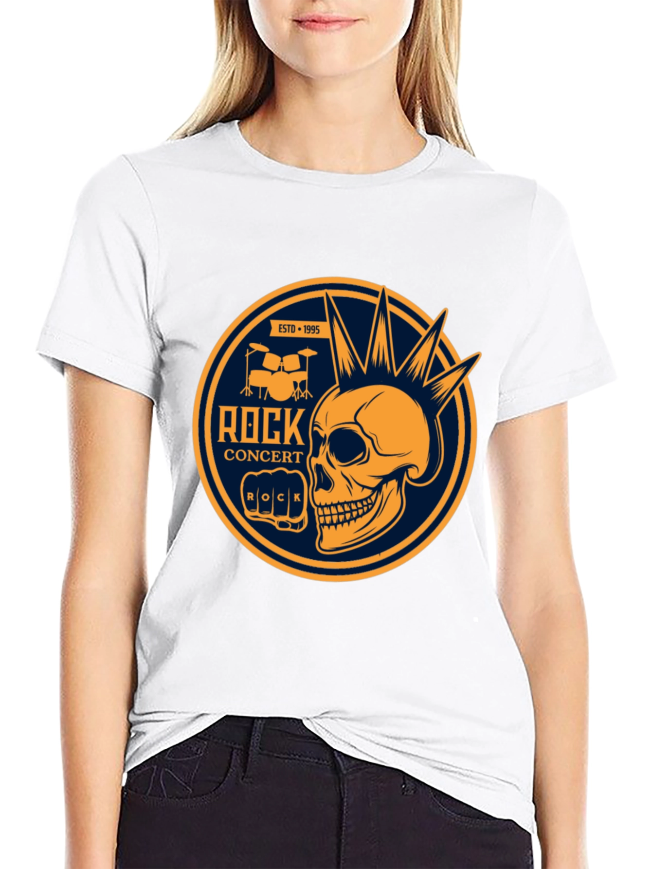 Black Rock Concert Skull Graphic Tee - Black view 9