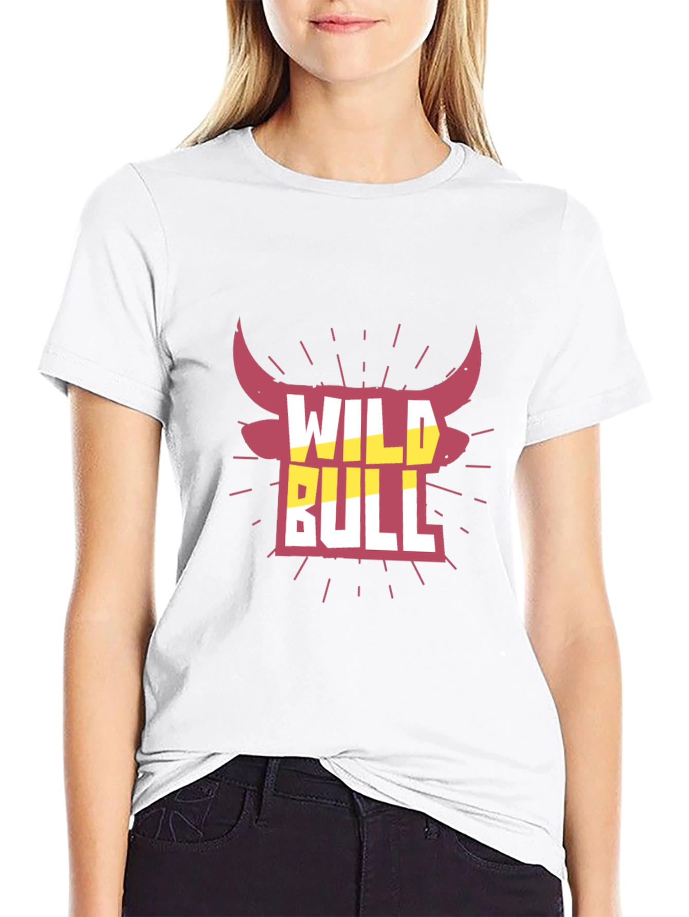 Black Wild Bull Graphic Tee - Black Crew Neck T-Shirt view 9