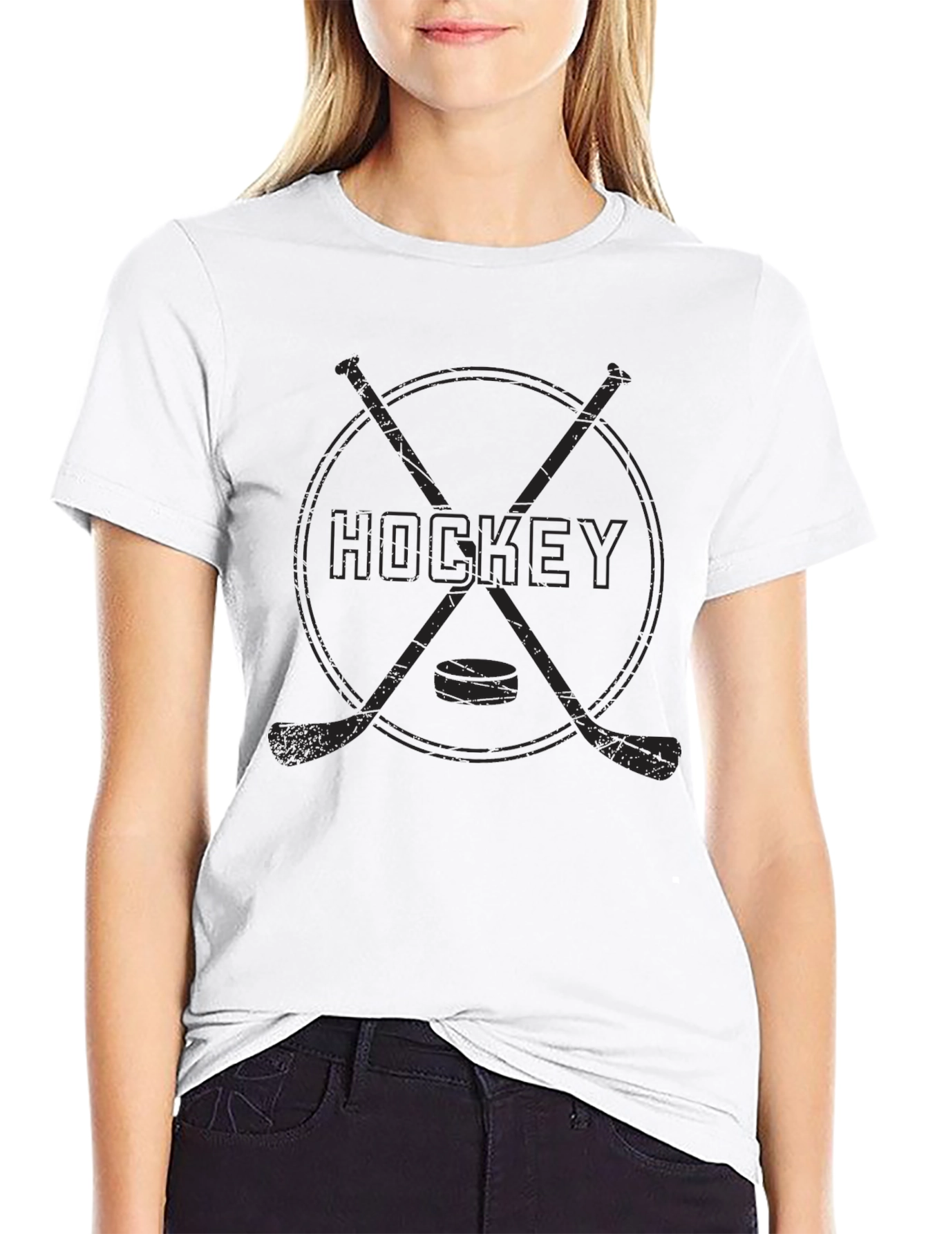 Black Vintage Hockey Graphic T-Shirt - Black view 9