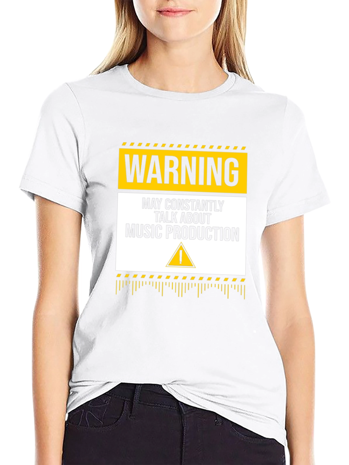Black Warning Music Production T-Shirt view 9