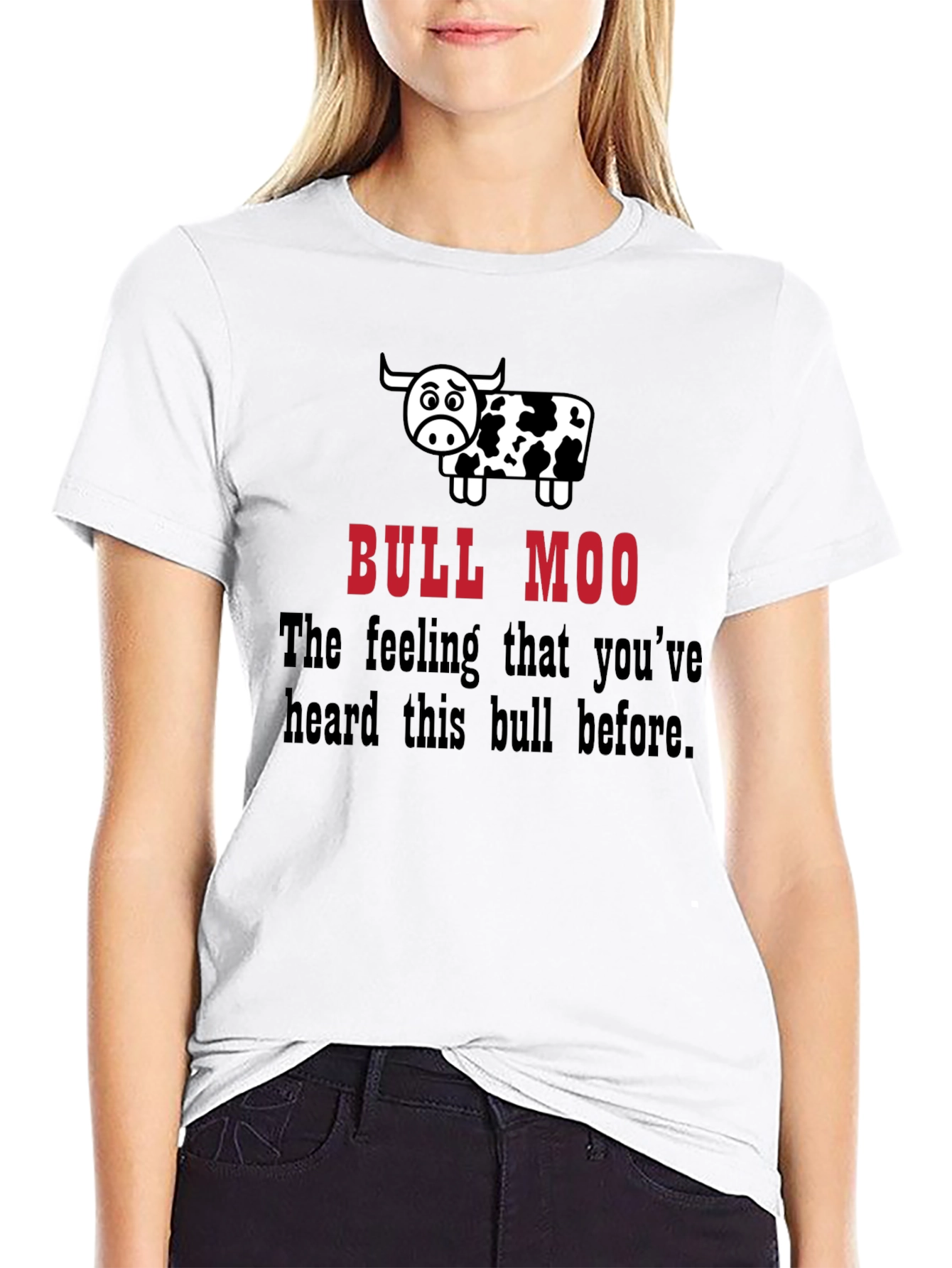 Black Bull Moo Funny Graphic T-Shirt - Novelty Humor Tee view 9