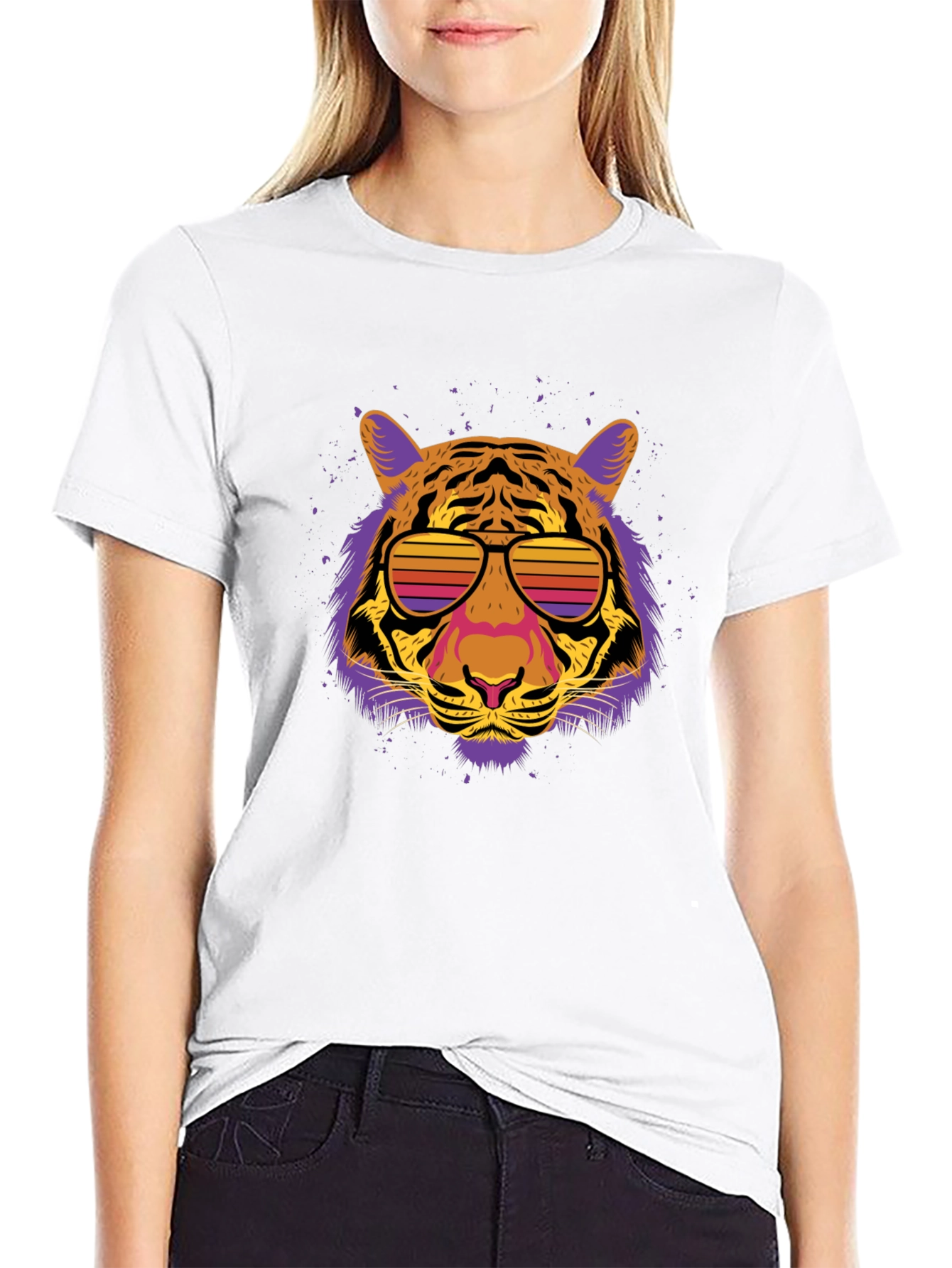 Black Retro Tiger Graphic Tee view 9