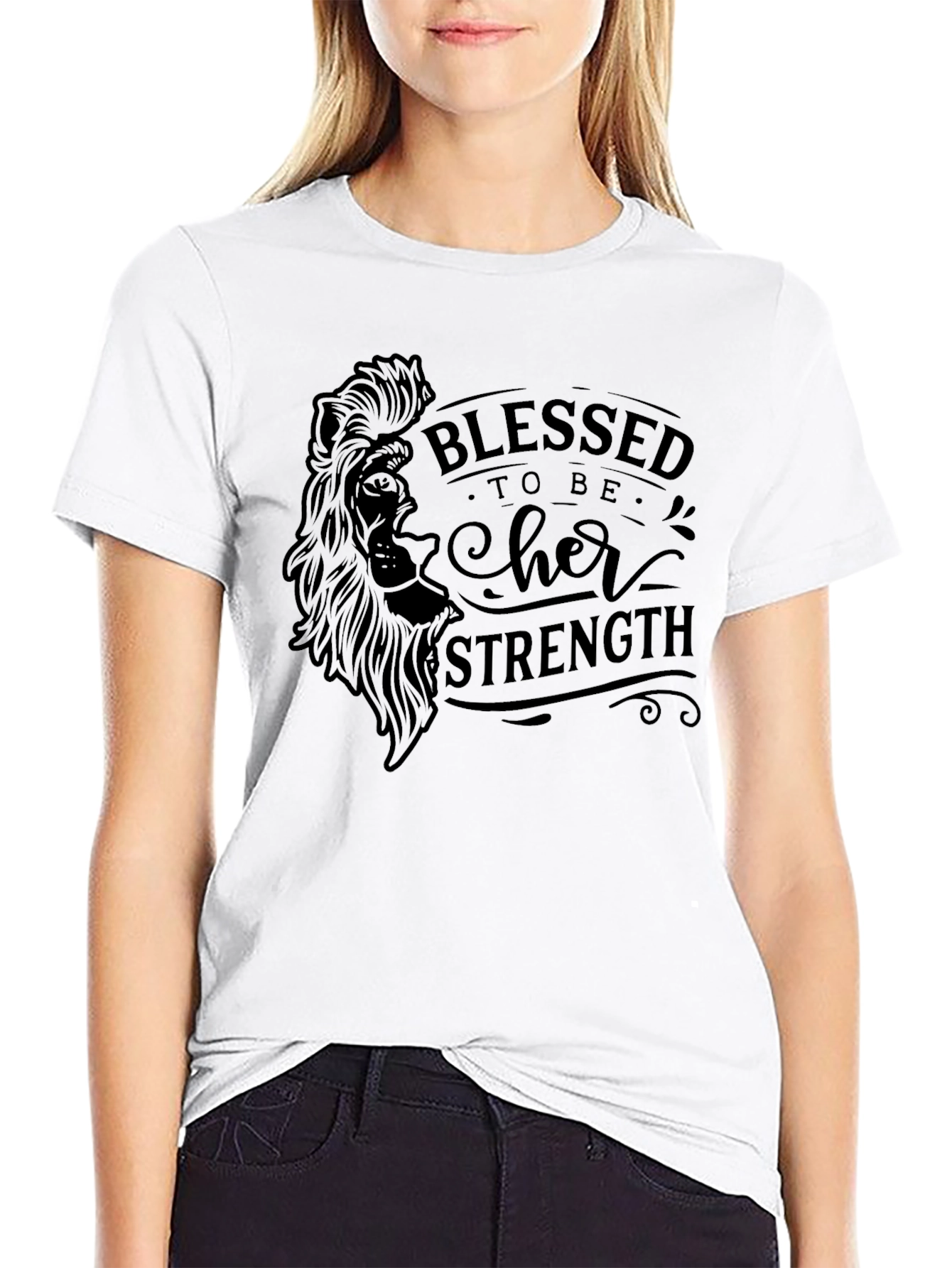 Black Blessed to Be Her Strength Black Graphic Tee view 9