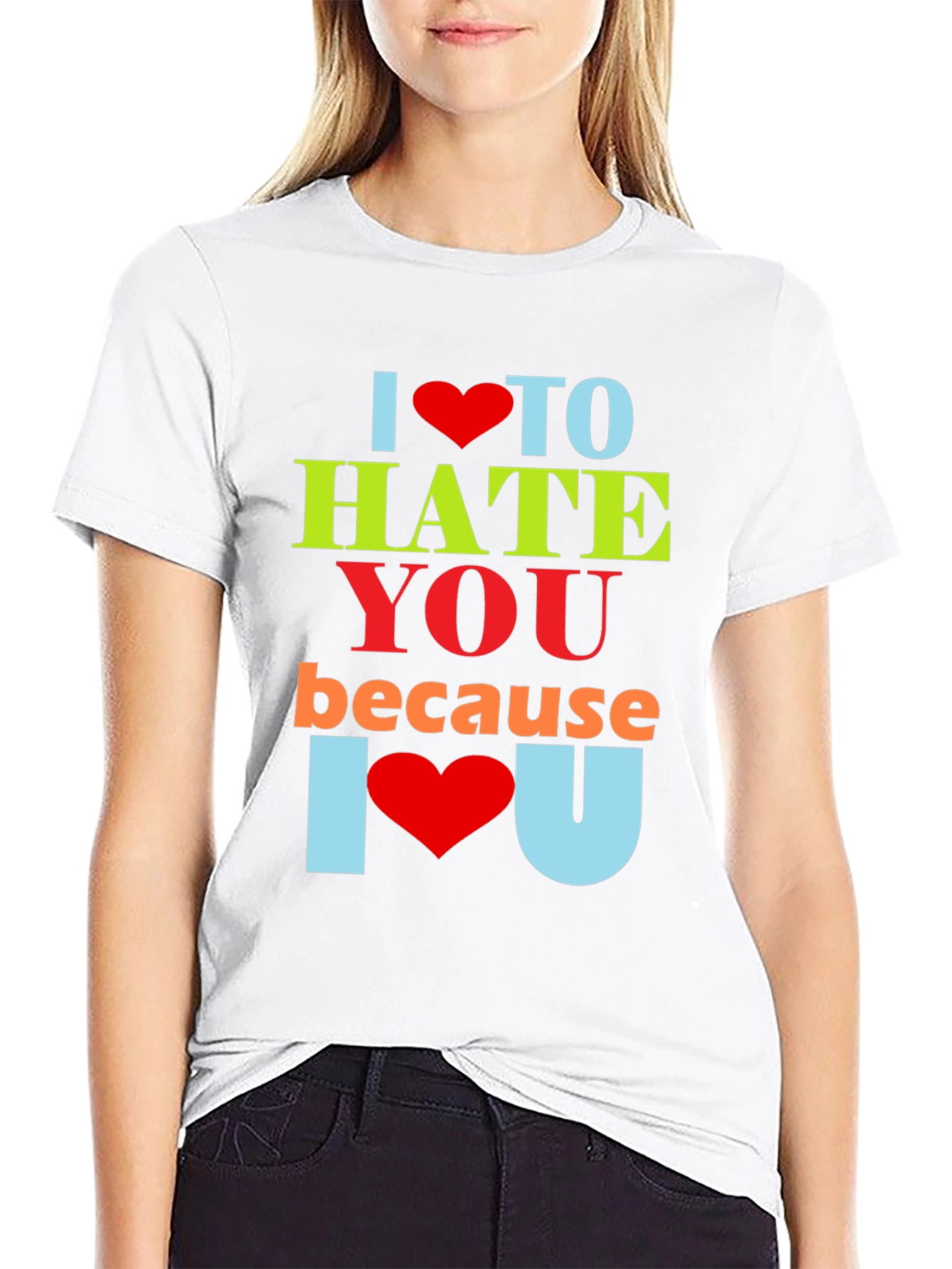 Black I Heart To Hate You Graphic Tee view 9