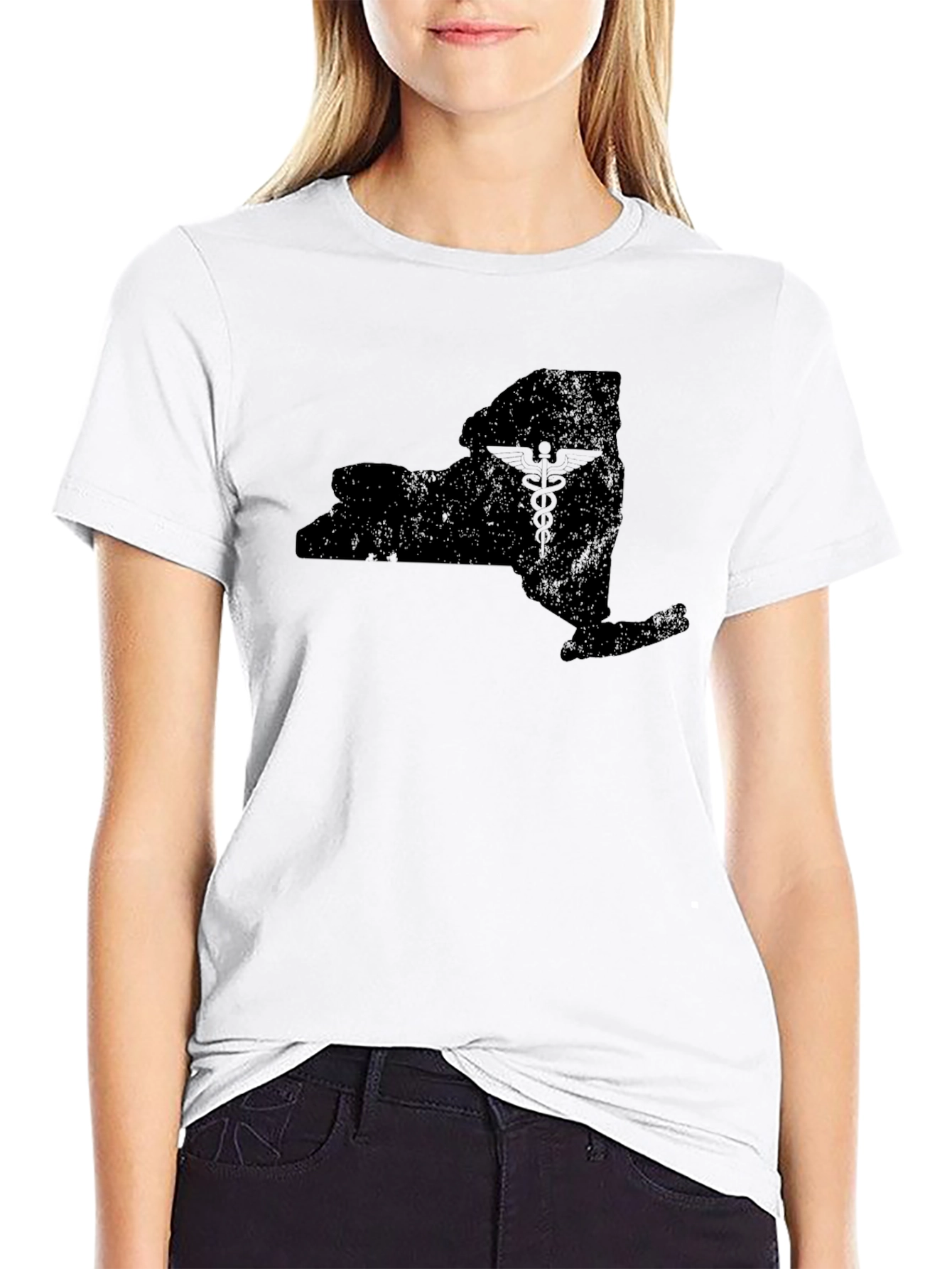 Black New York State Medical Symbol Tee view 9