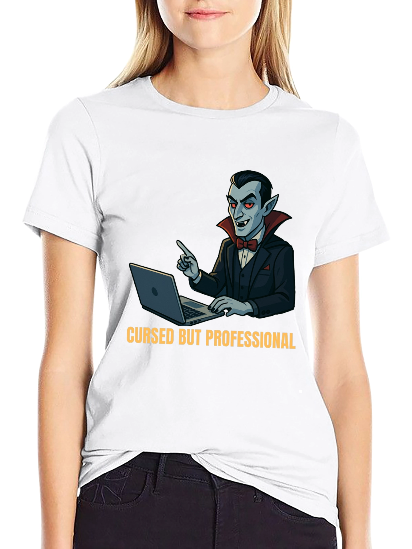 Black Cursed But Professional Vampire T-Shirt view 9