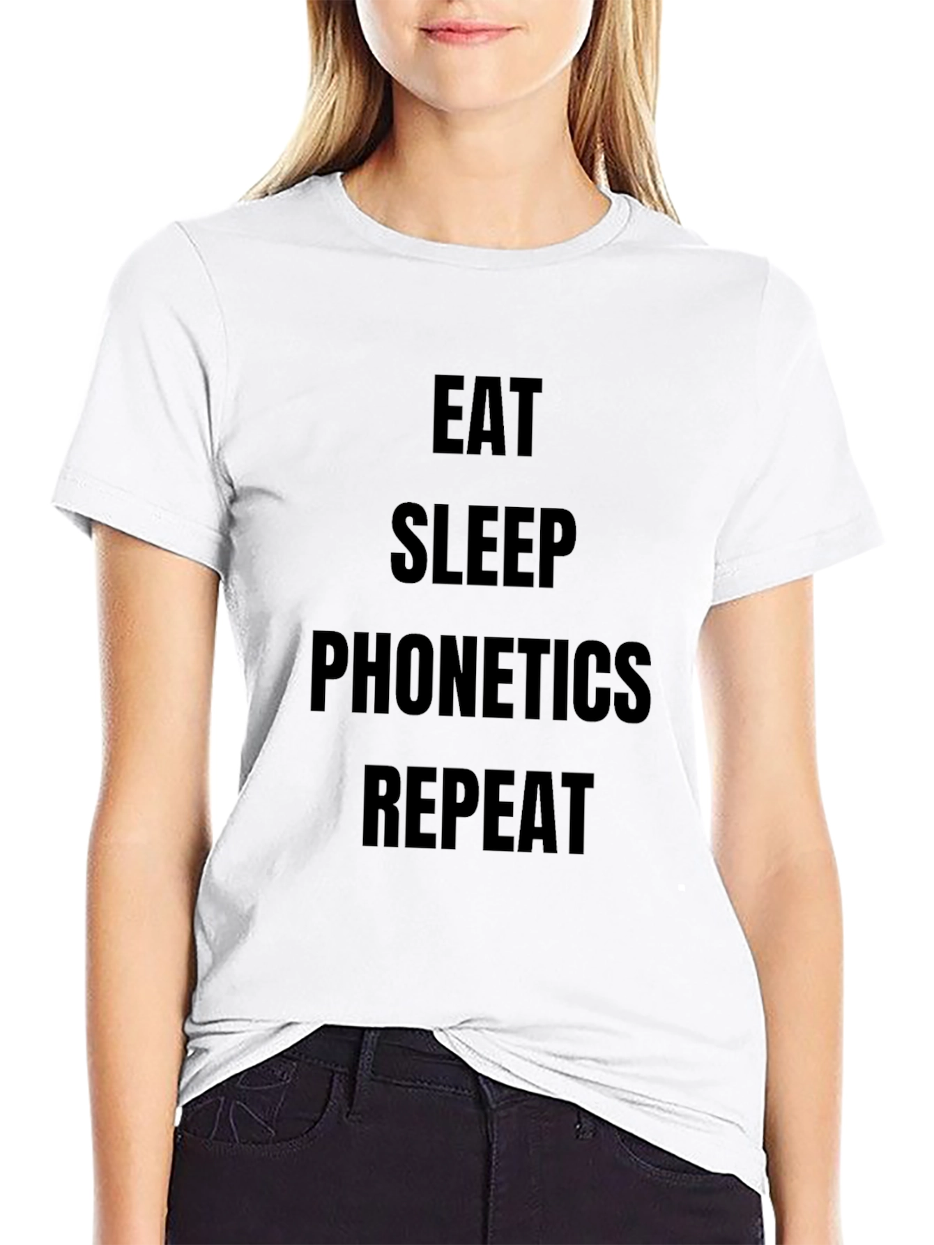 Black Eat Sleep Phonetics Repeat T-Shirt view 9