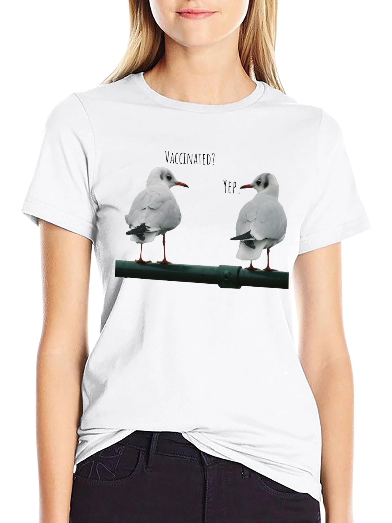 Black Vaccinated Seagulls Graphic T-Shirt view 9