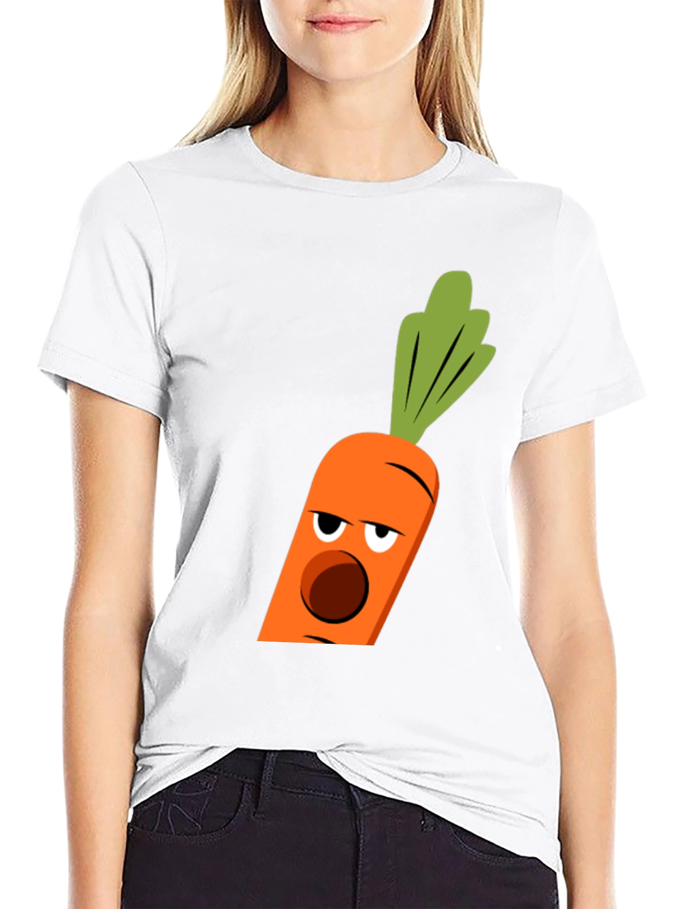 Black Funny Carrot Face Graphic Tee - Black Cotton Blend T-Shirt view 9