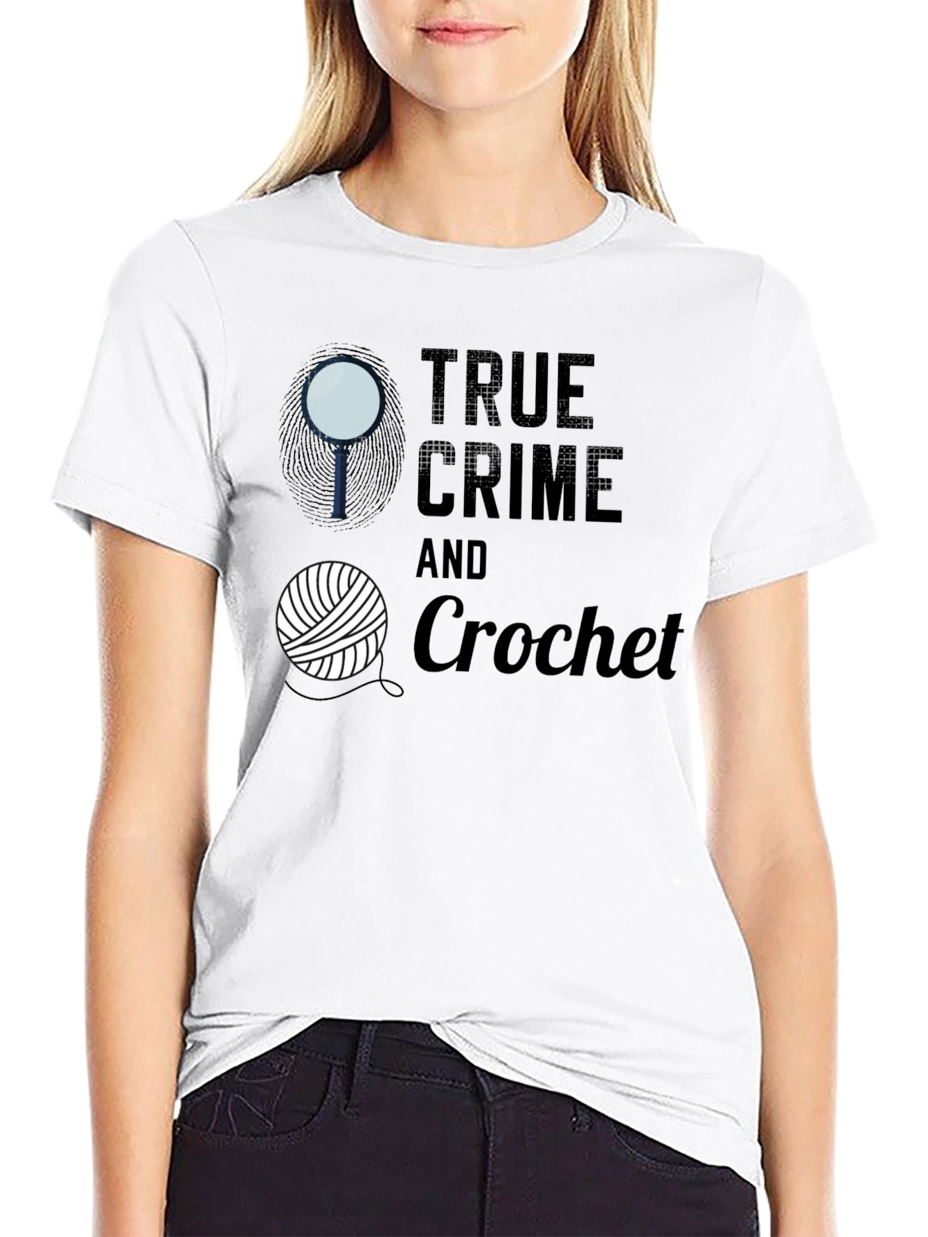 Black True Crime & Crochet Graphic Tee view 9