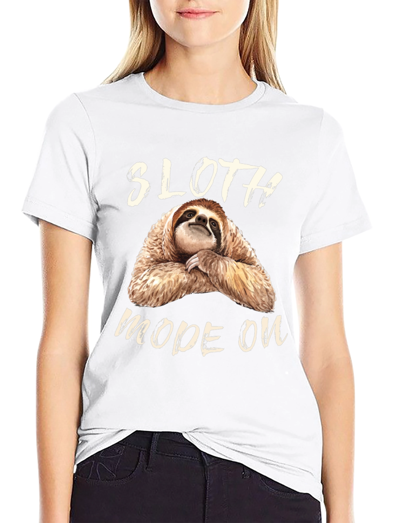 Black Sloth Mode On Graphic Tee - Relaxed Fit view 9