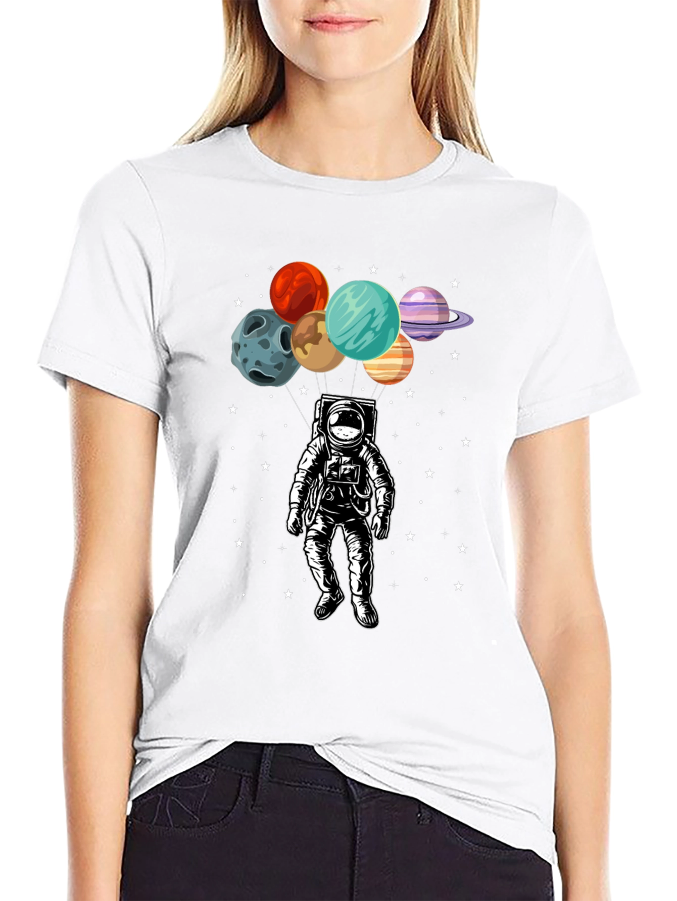 Black Astronaut Planets Graphic T-Shirt - Space Adventure view 9
