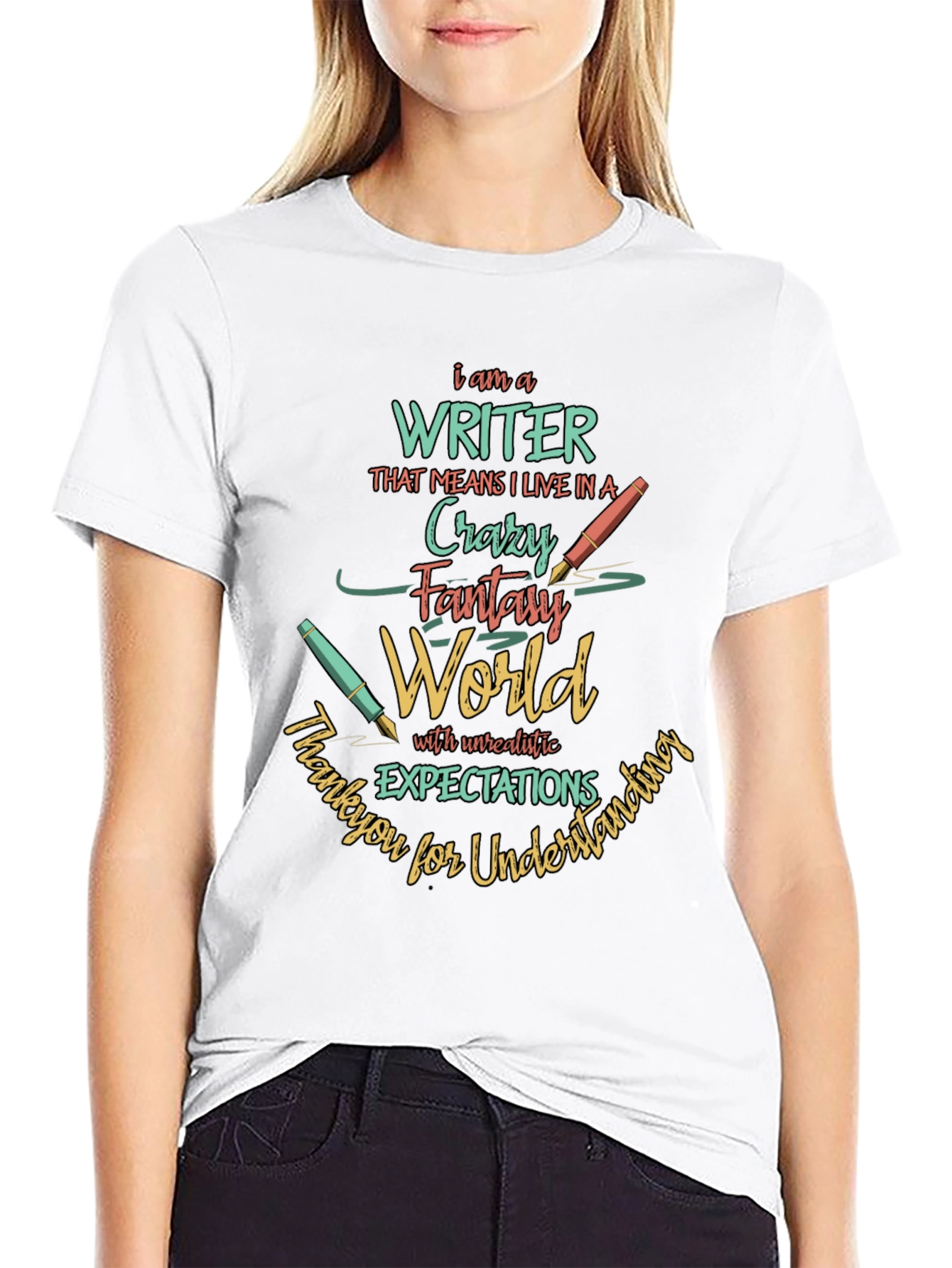 Black Writer T-Shirt: Crazy Fantasy World view 9