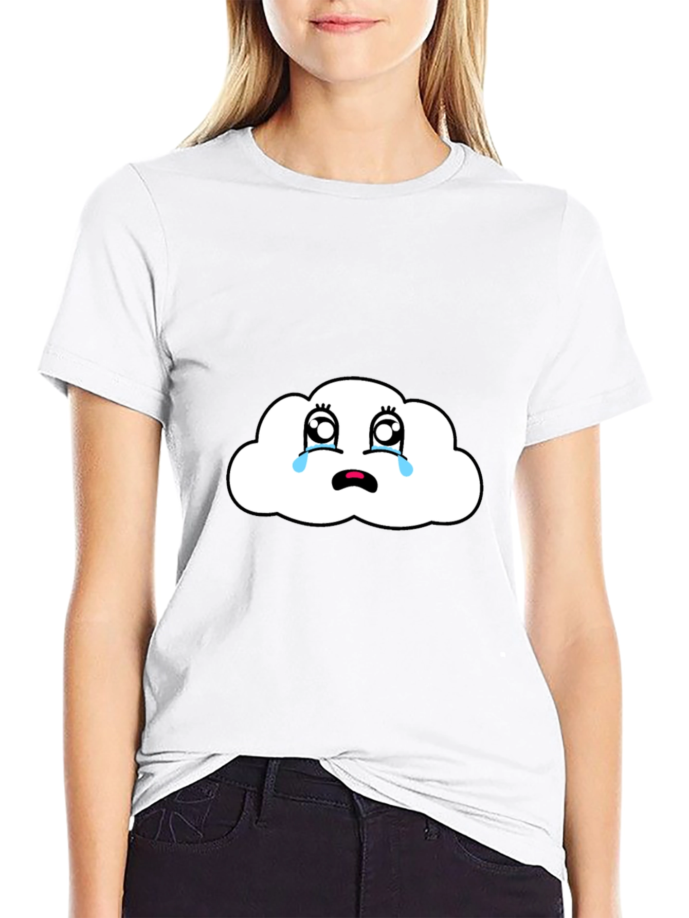 Black Sad Cloud Graphic Tee - Black Comfort Fit T-Shirt view 9