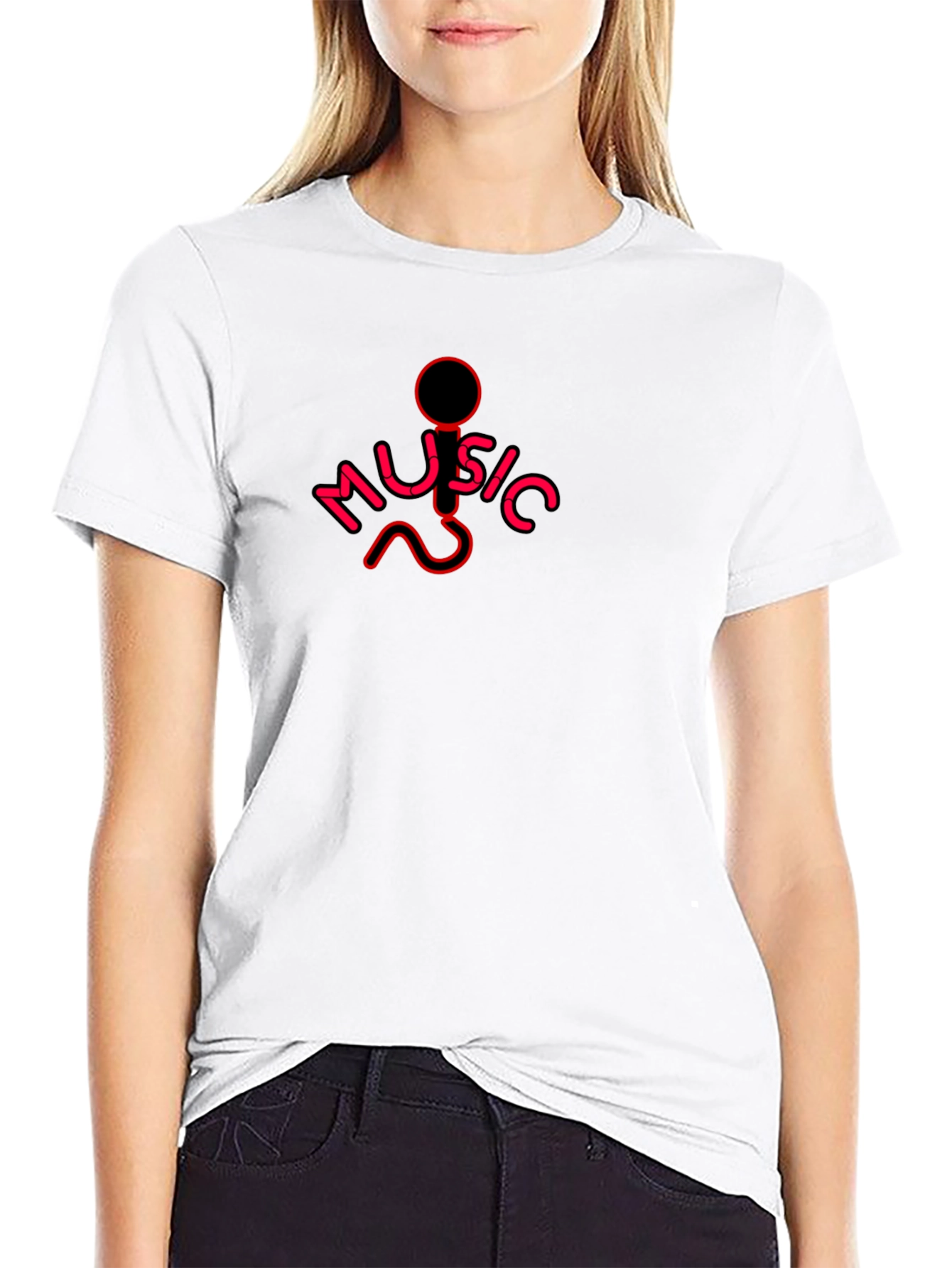 Black Music Microphone Graphic Black T-Shirt view 9