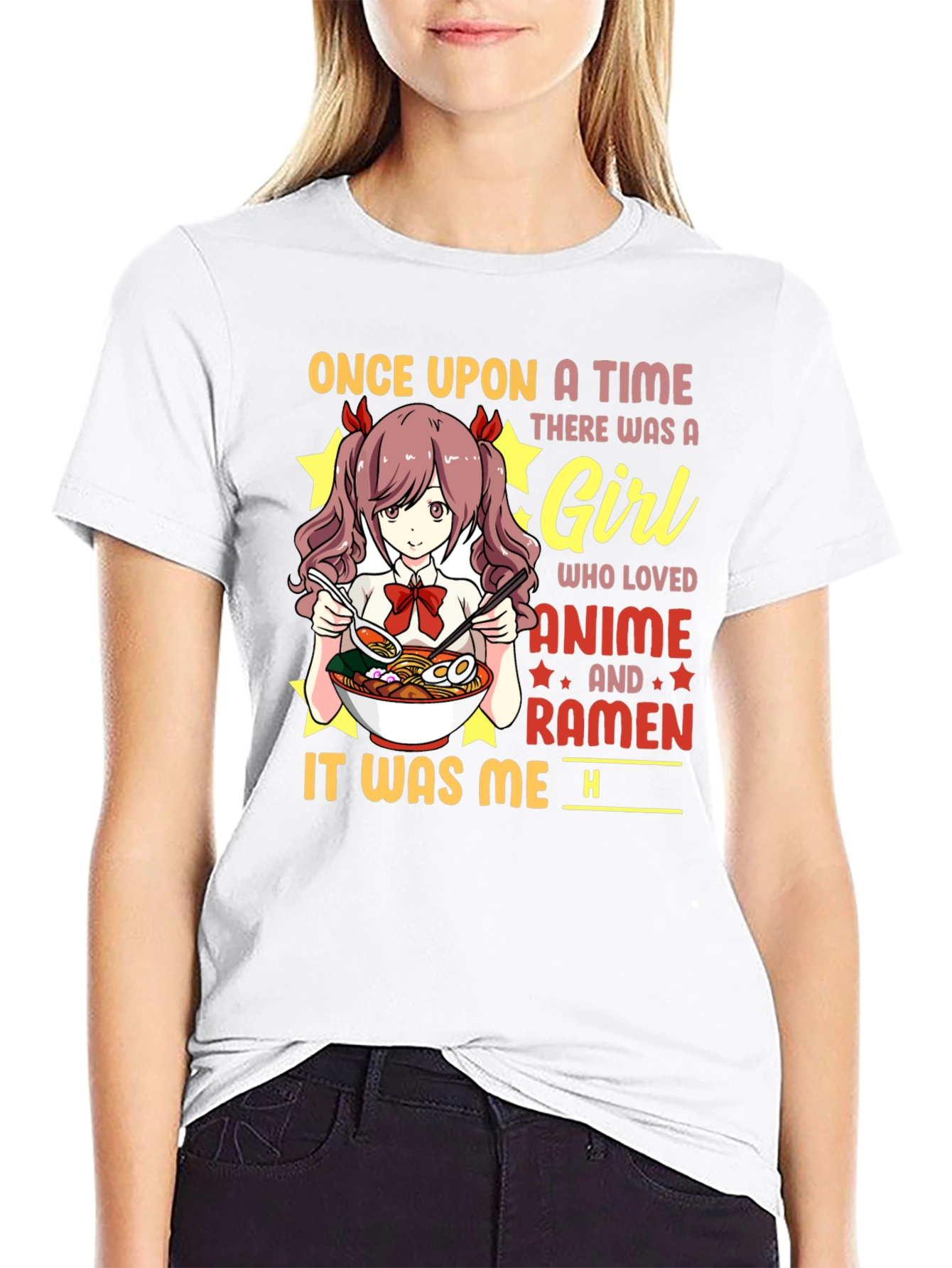 Black Anime & Ramen Girl T-Shirt view 9