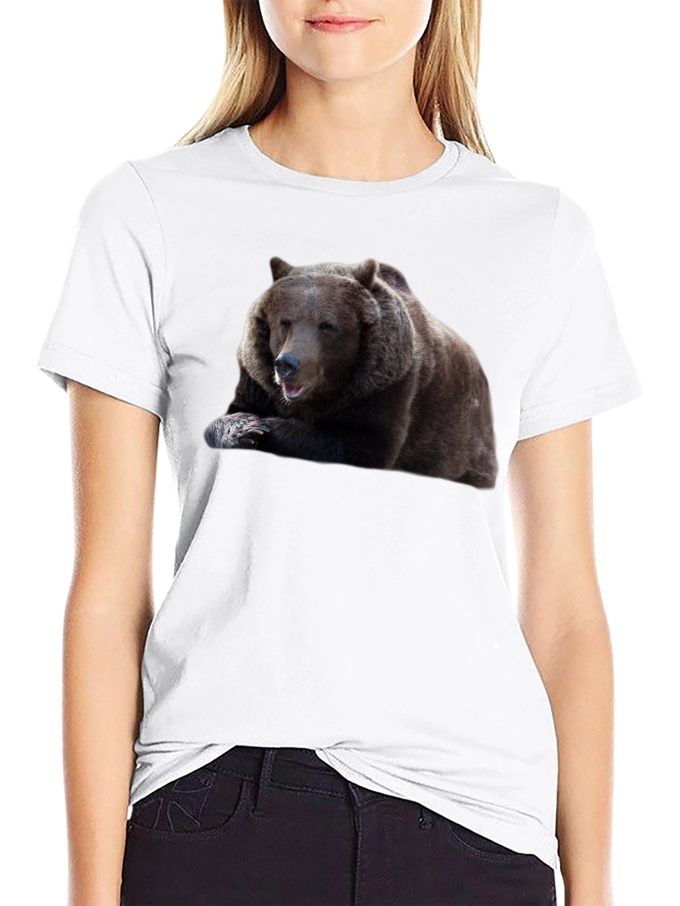 Black Bear Graphic Tee - Men's Black Cotton T-Shirt view 9