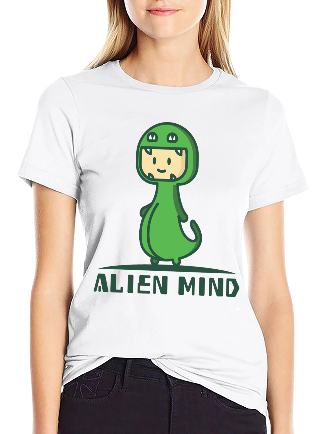 Black Alien Mind Dino Costume Graphic Tee view 9