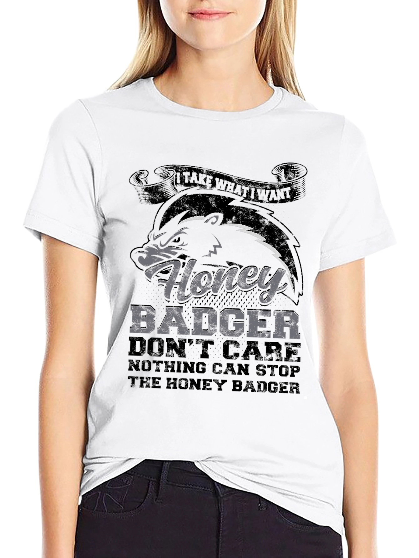 Black Honey Badger T-Shirt - Don't Care view 9