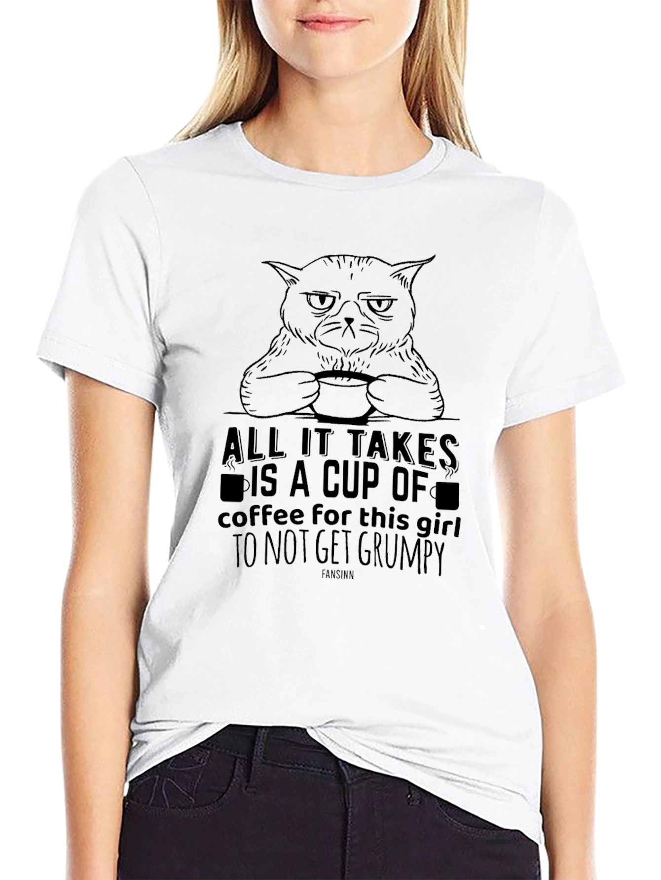 Black Grumpy Cat Coffee Lover T-Shirt view 9