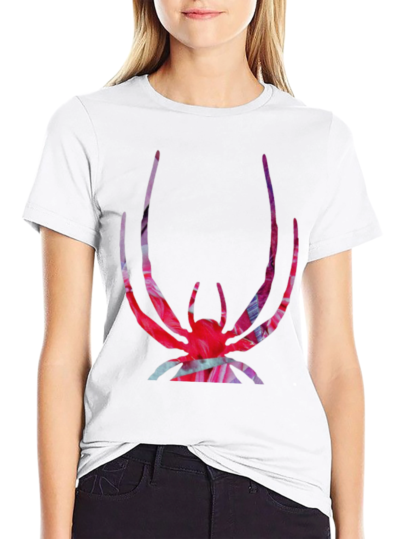 Black Bold Spider Graphic Tee - Vivid Print on Black view 9