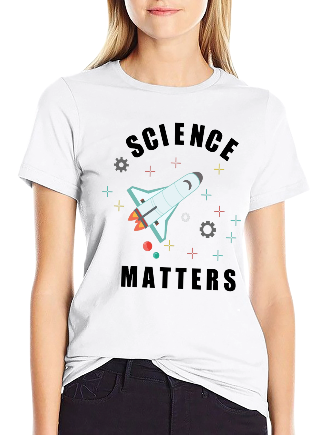Black Science Matters Space Shuttle Graphic T-Shirt view 9