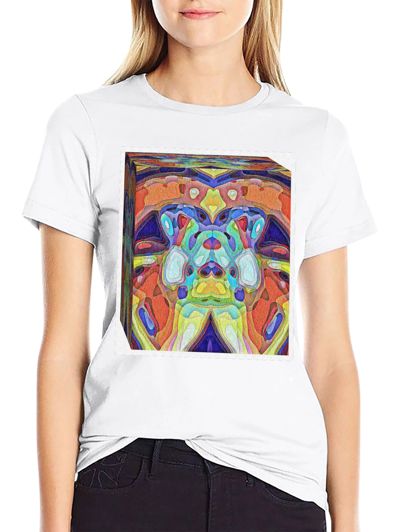 Black Abstract Art Print Tee - Vivid & Unique Design view 9