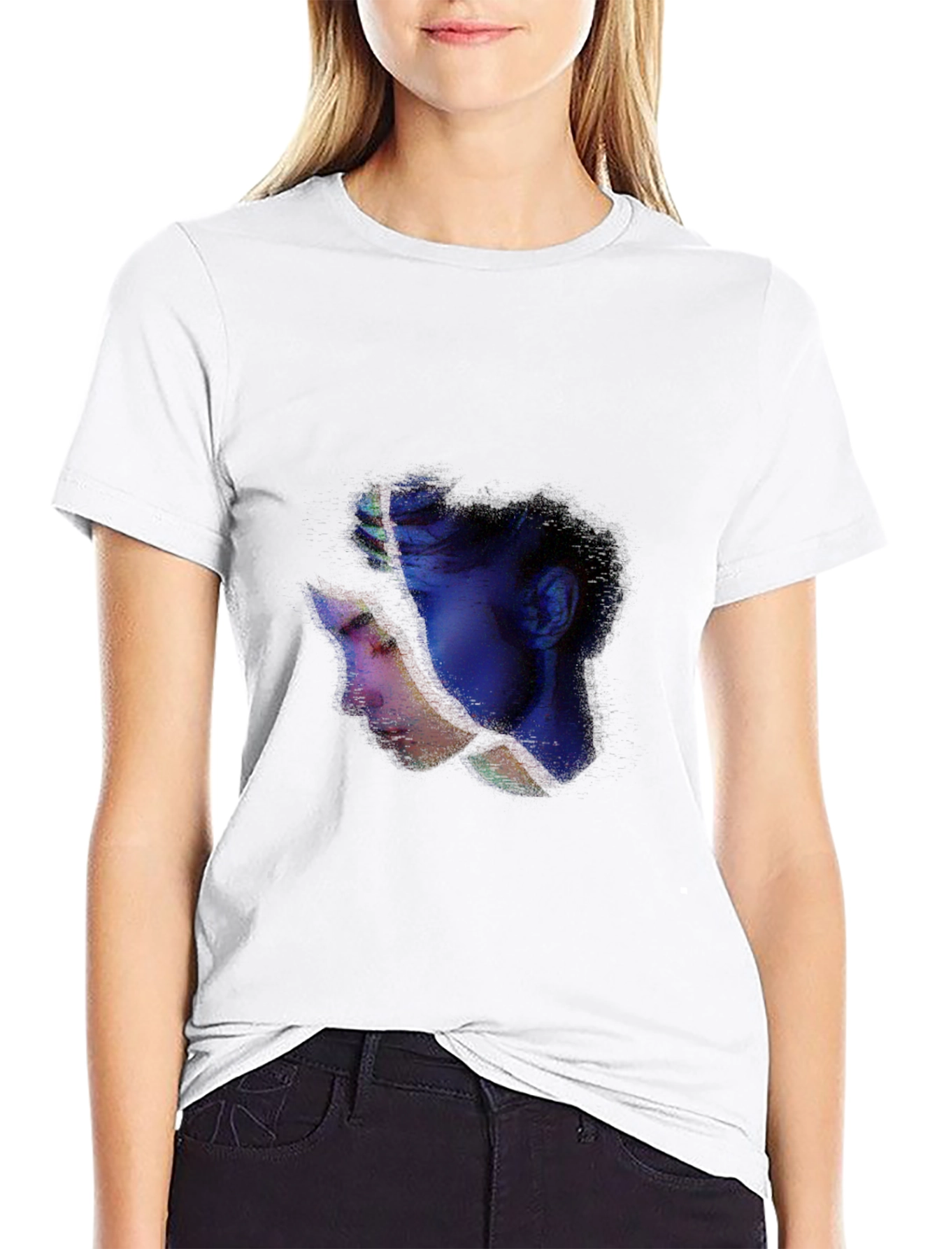 Black Abstract Portrait Black Tee view 9