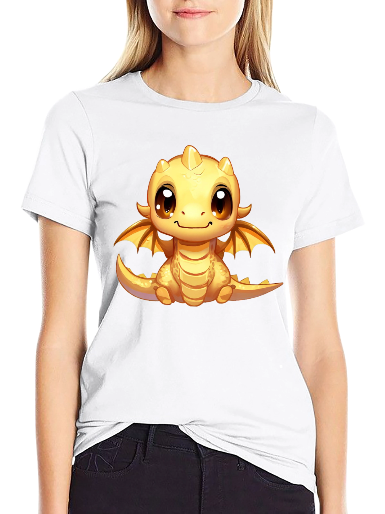 Black Cute Dragon Graphic T-Shirt - Fun Fantasy Apparel view 9