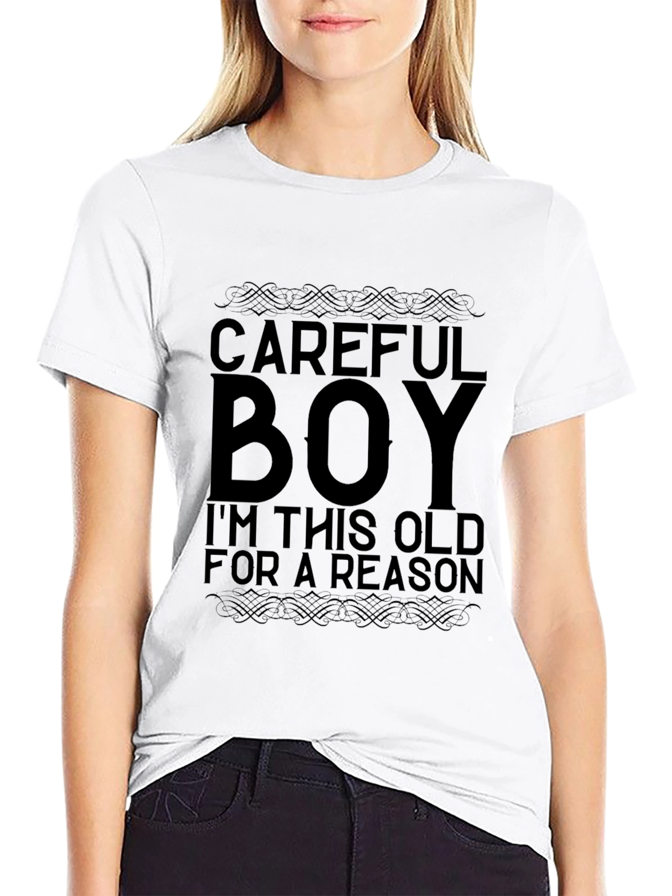 Black Careful Boy - Funny Sarcastic Men's Black T-Shirt view 9