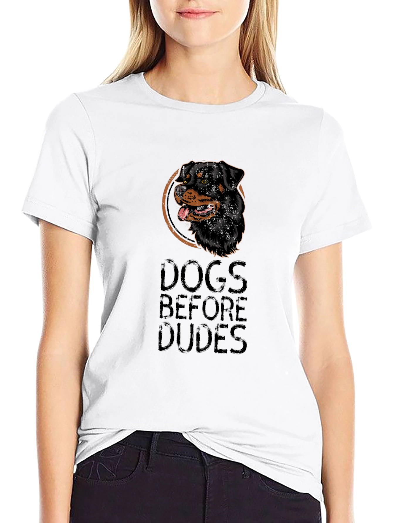 Dogs Before Dudes Black Graphic Tee - 9