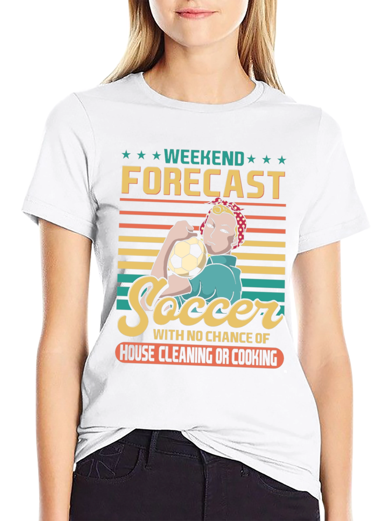 Black Soccer Weekend Forecast Graphic T-Shirt view 9