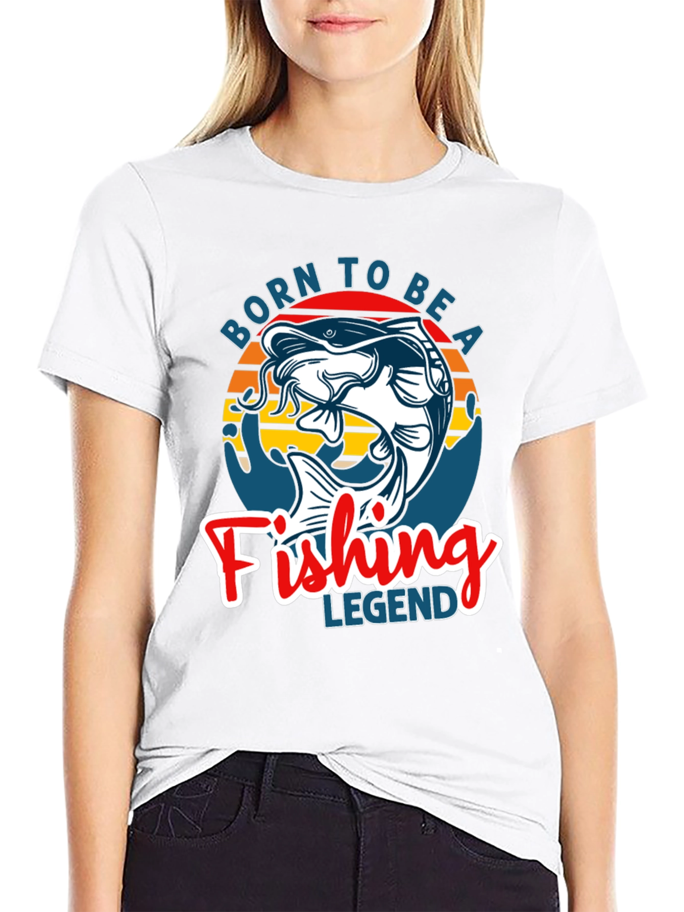 Black Born to Be a Fishing Legend Graphic Tee view 9