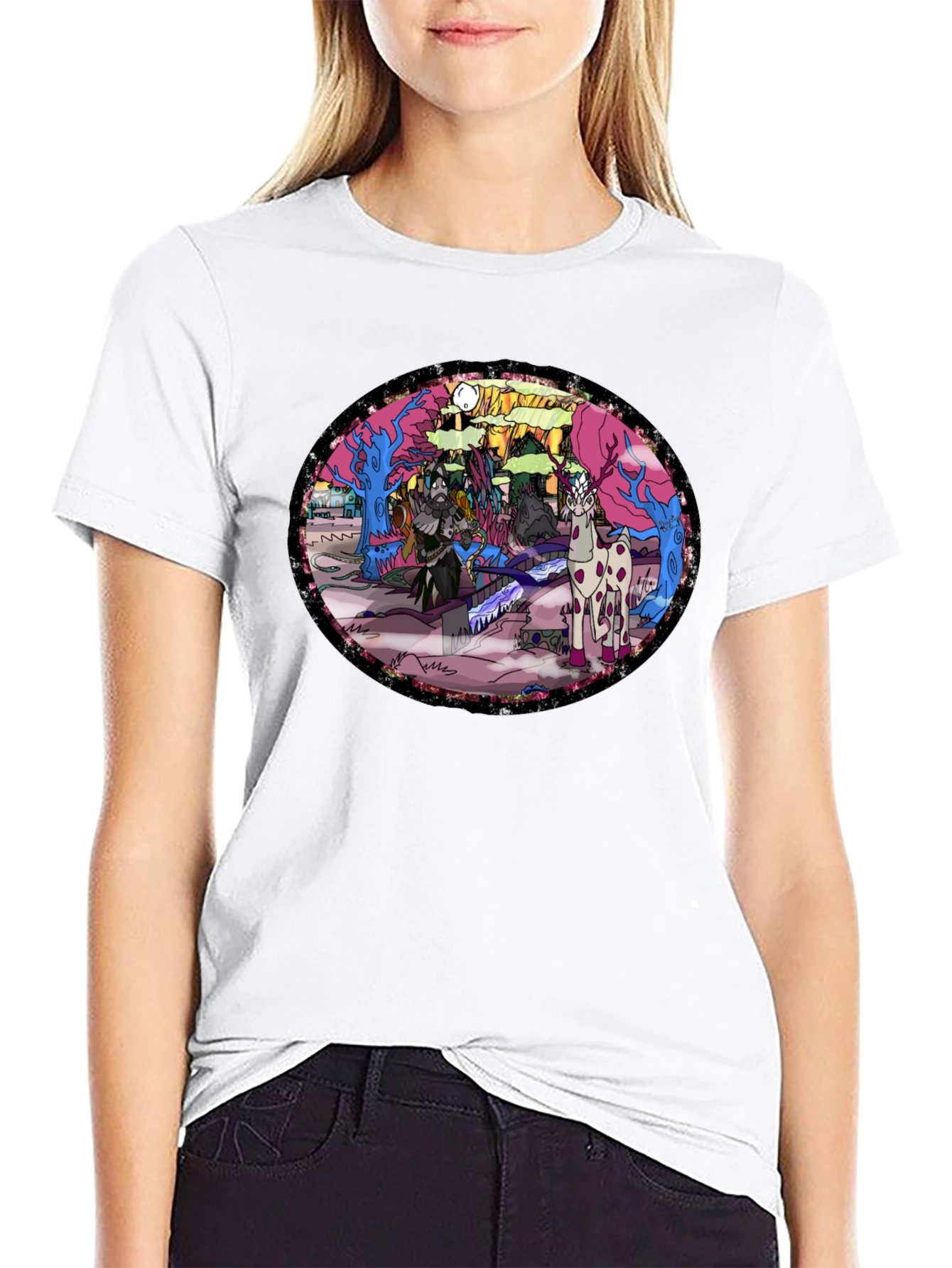 Black Fantasy Forest T-Shirt view 9