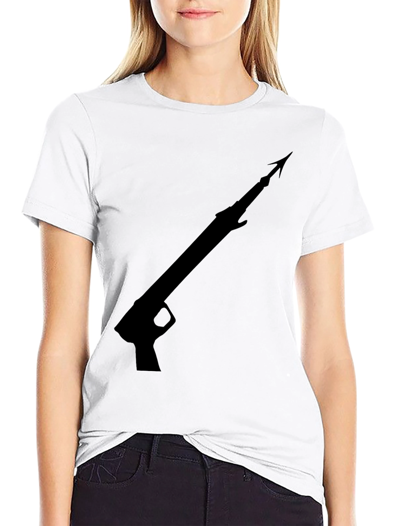 Black Speargun Graphic Tee - Black Cotton T-Shirt view 9