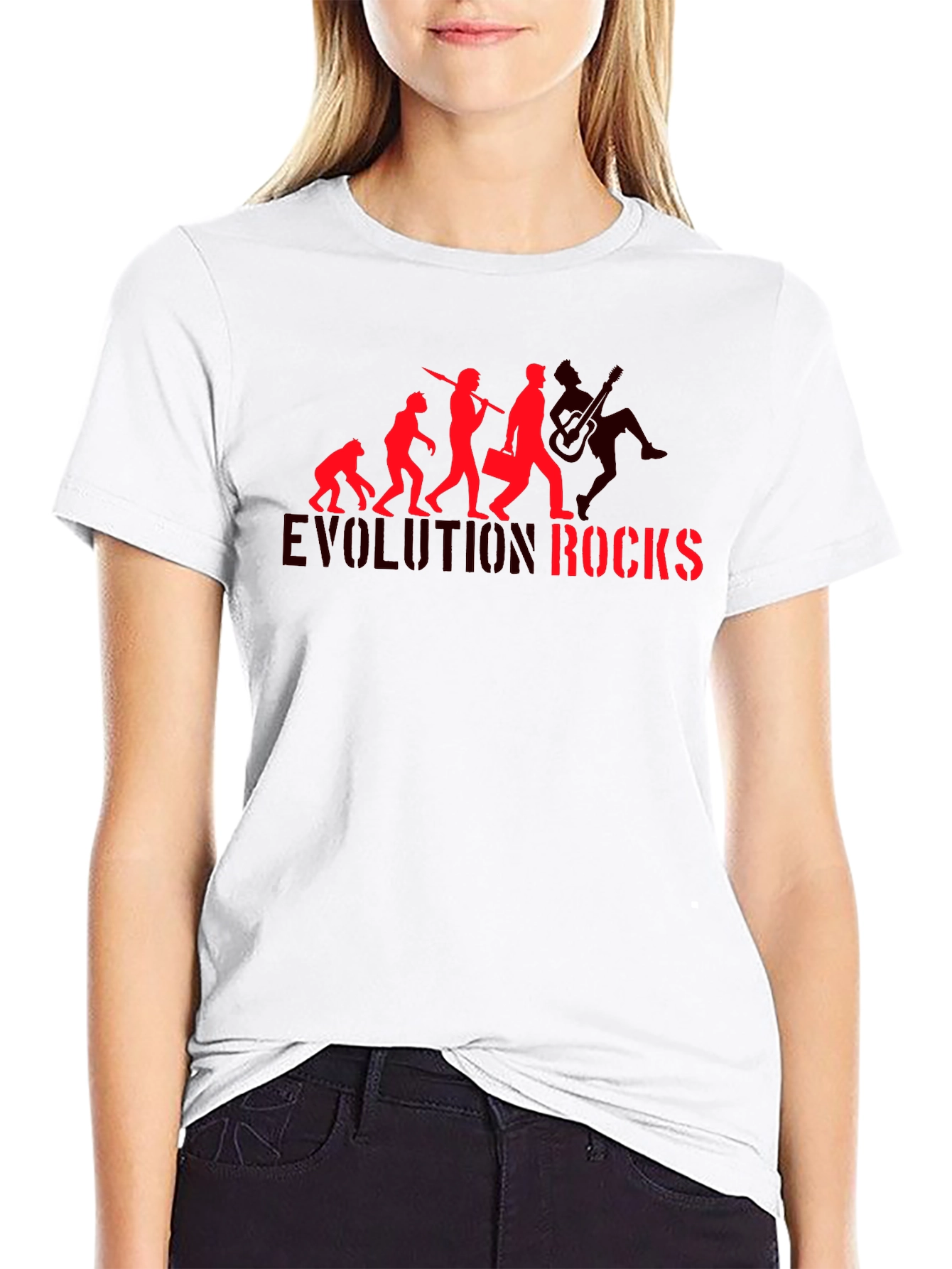 Black Evolution Rocks Graphic T-Shirt - Black Cotton Tee view 9