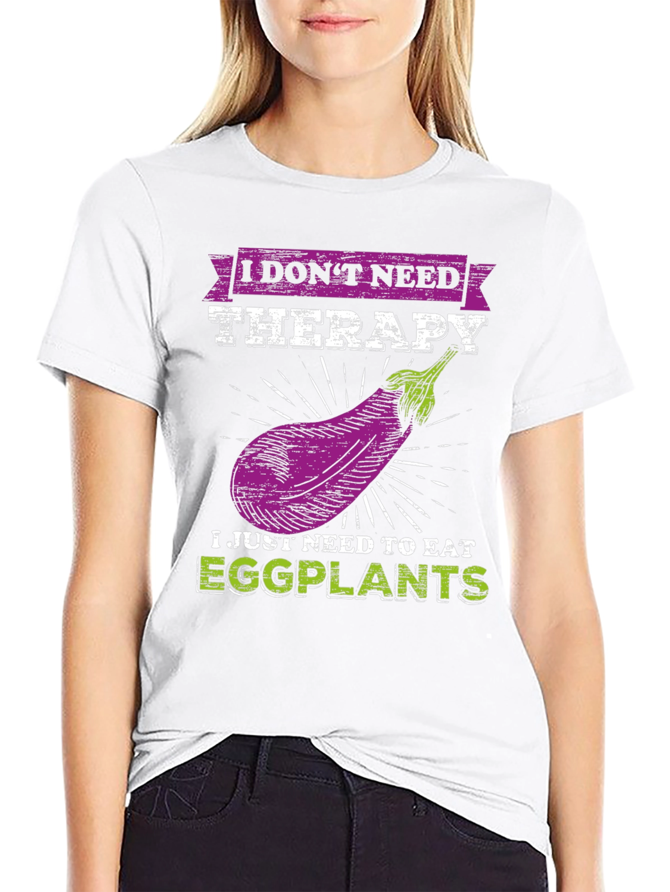 Black Eggplant Therapy T-Shirt: Funny Vegan Tee view 9