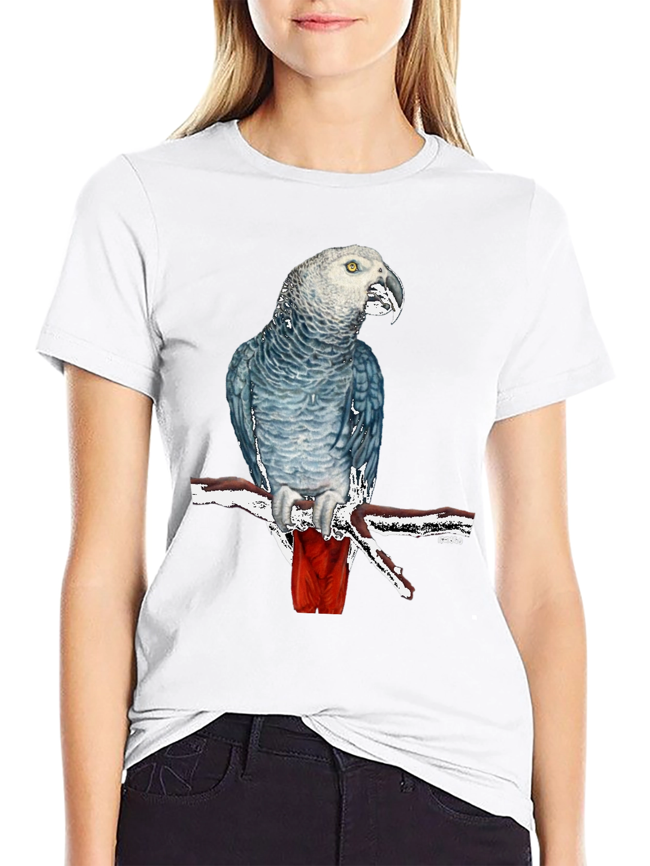 Black African Grey Parrot Graphic T-Shirt - Unisex Black Tee view 9