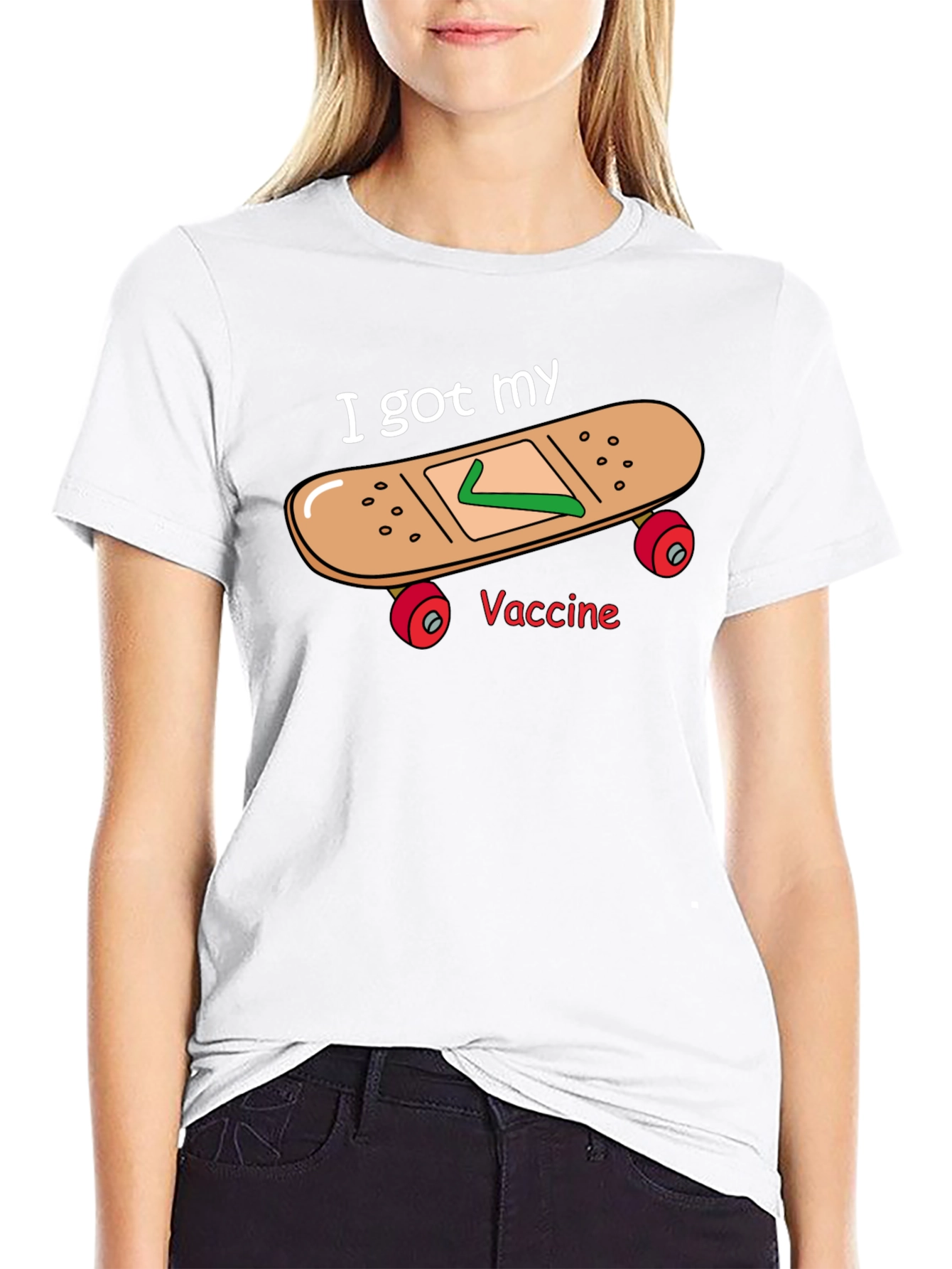 Black I Got My Vaccine Skateboard T-Shirt view 9