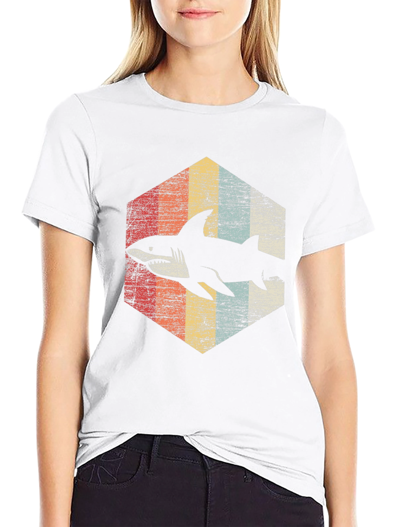 Black Retro Shark Graphic T-Shirt - Vintage Style view 9