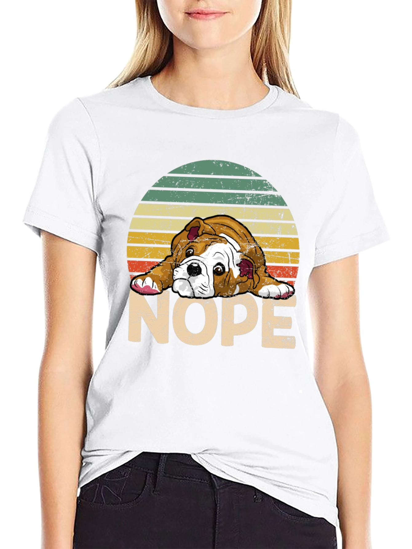 Black Bulldog NOPE T-Shirt - Funny Dog Lover Tee view 9