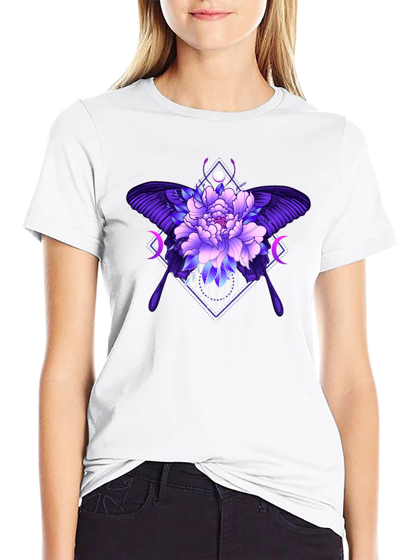 Black Floral Butterfly Graphic Tee - Black view 9